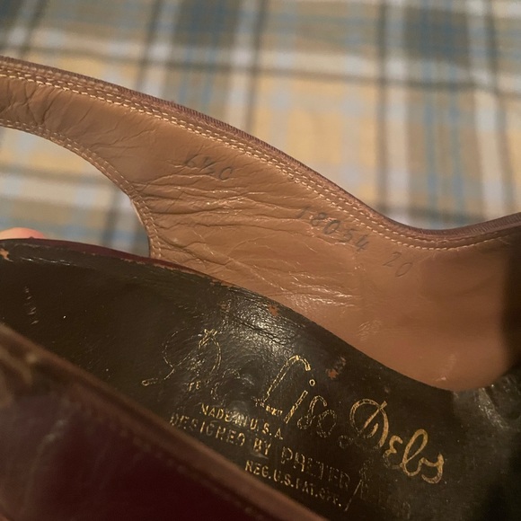 1940s De Lisa Debs Brown Slingback High Heels 6.5 - Picture 4 of 5